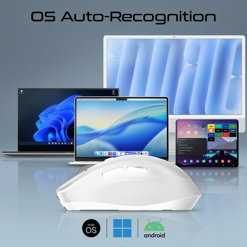 PROMATE SamoTri.White Multi Device Connection 3200DPI Dual Mode Wireless