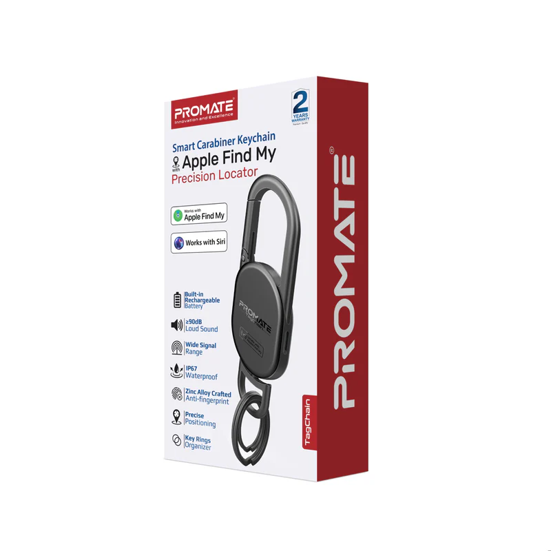 PROMATE TagChain.Titanium Smart Carabiner Keychain with Tracking feature