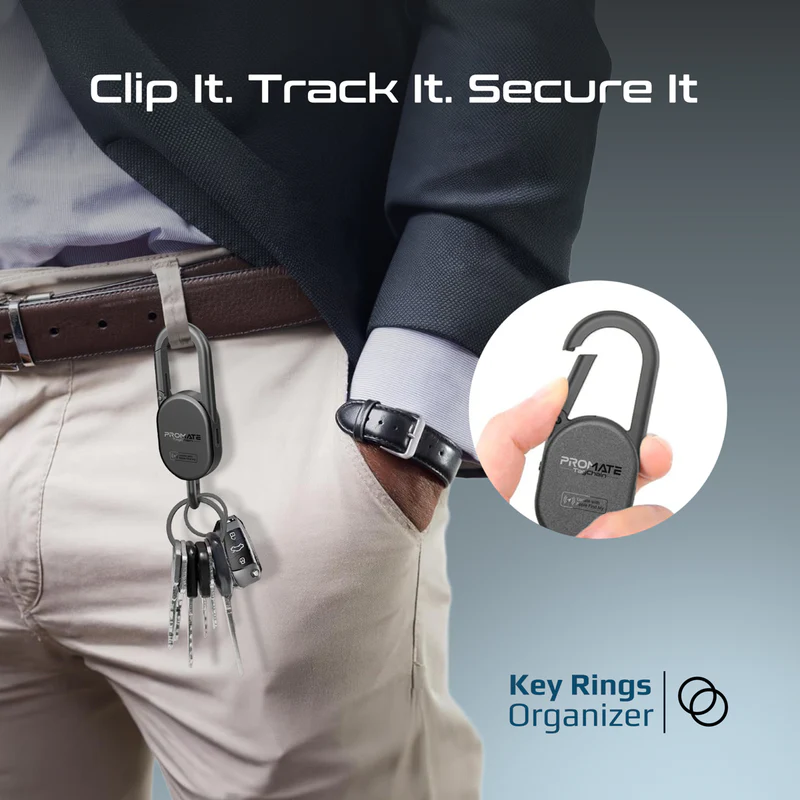 PROMATE TagChain.Titanium Smart Carabiner Keychain with Tracking feature