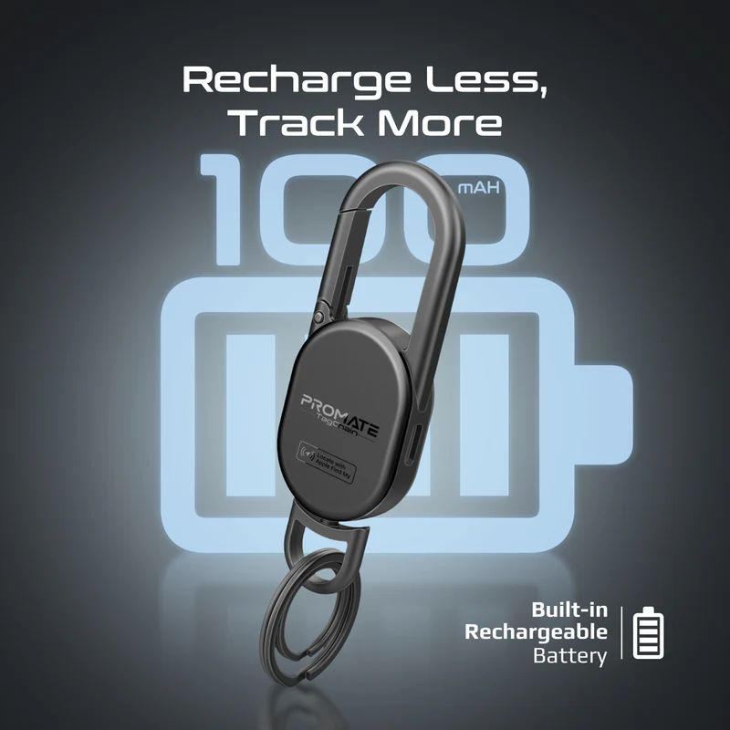 PROMATE TagChain.Titanium Smart Carabiner Keychain with Tracking feature