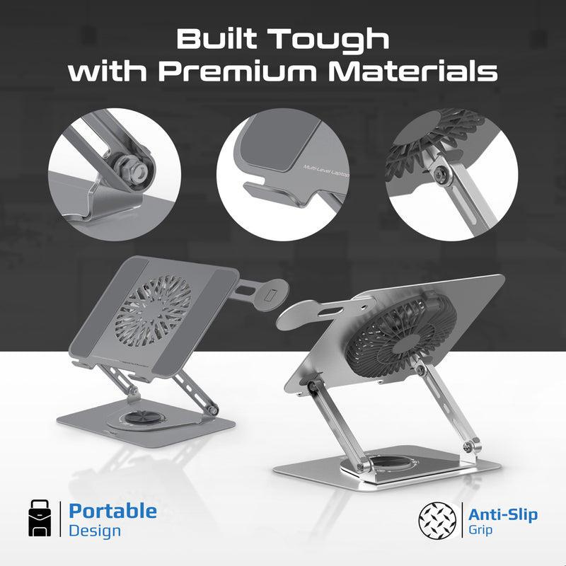 PROMATE DeskMate-8 Ergonomic Multi-Level Aluminum Laptop Cooler Stand