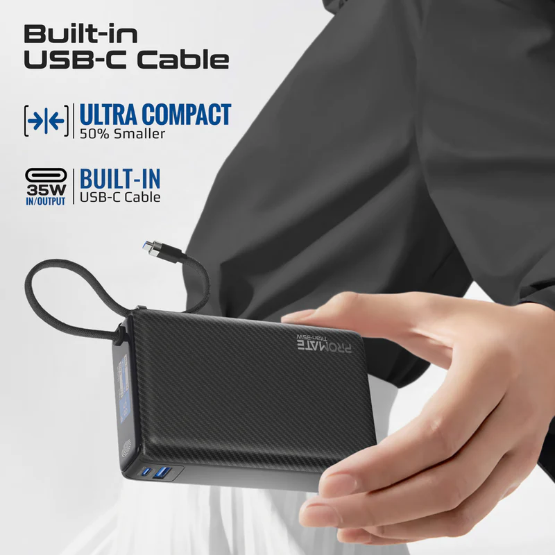 PROMATE Titan-35W 20000mAh Power bank w/ 35W Total Output, 35WPD USB-C