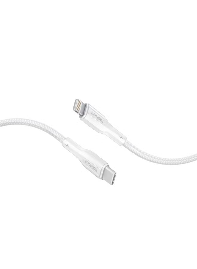 Promate XCord-CL. USB-C to Lightning Connector Cable 12020cm Length (WHITE)