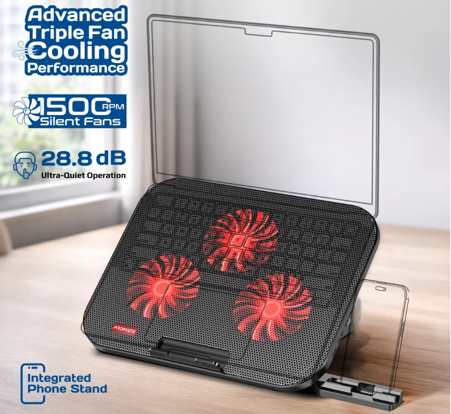 PROMATE AirBase-2 Height Adjustable Ergonomic Laptop Cooling