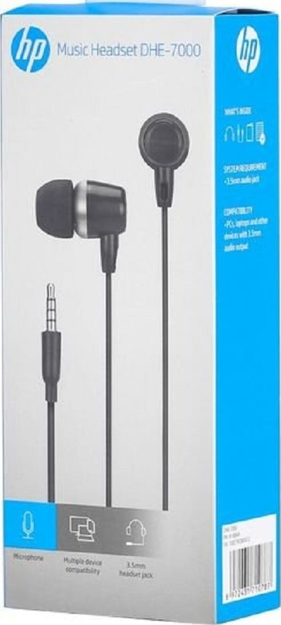 HP DHE-7000 Black Music Headset with Mic