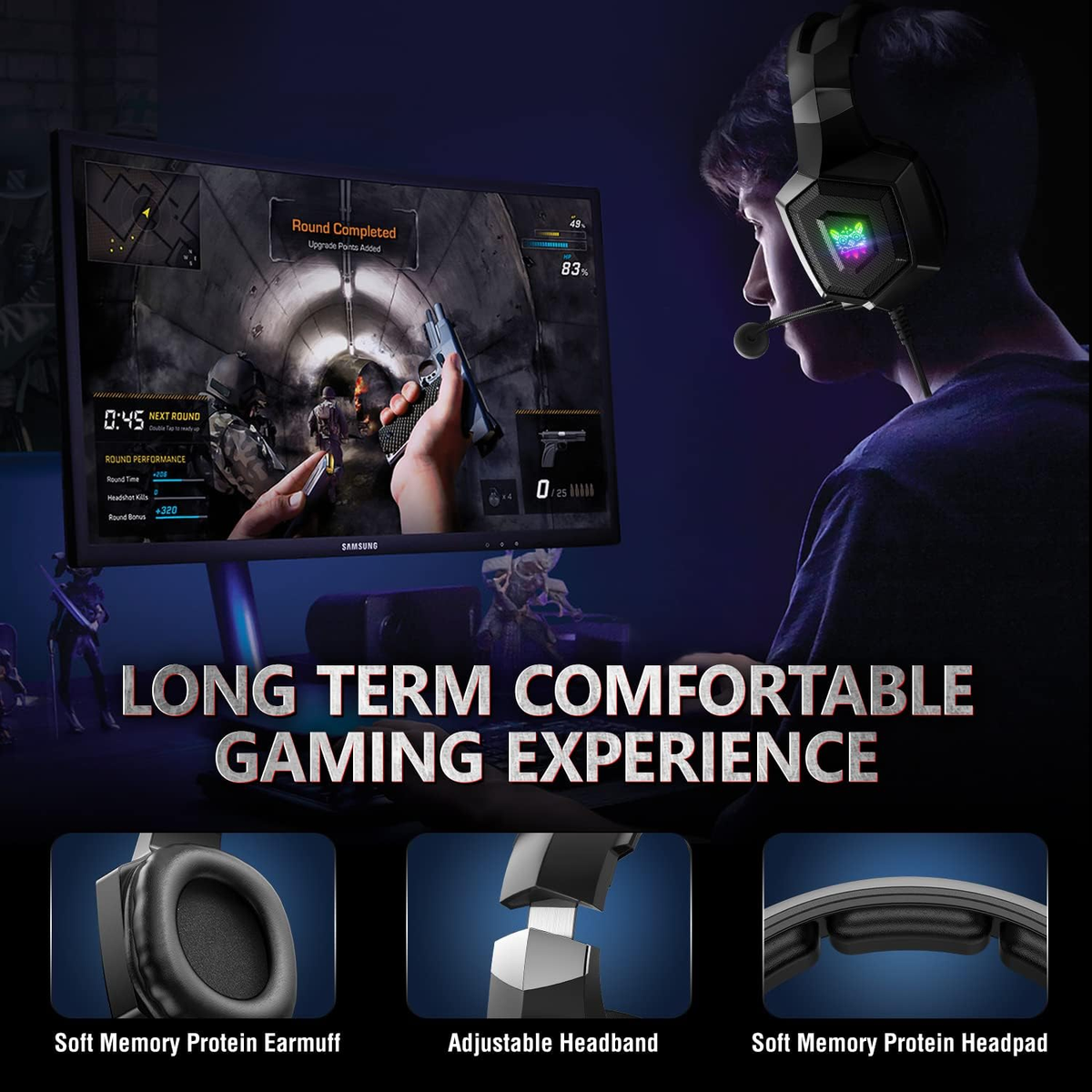 Onikuma K8 Gaming Wired Headset With Microphone Rgb