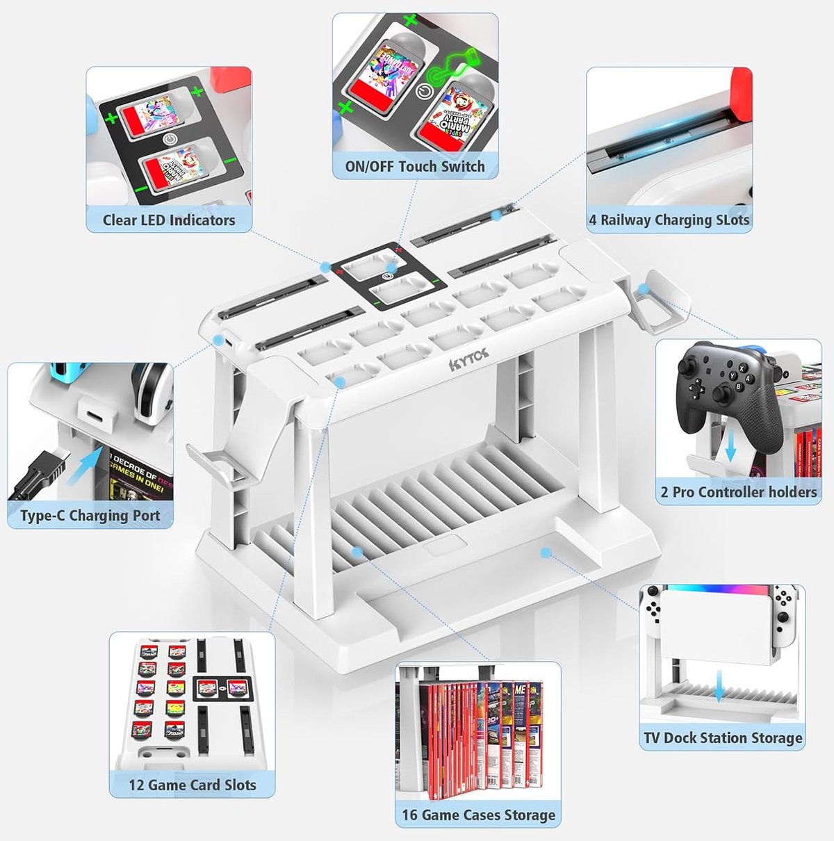 KYTOK CONTROLLER CHARGER WITH GAME SLOTS & HOLDER KT-K502
