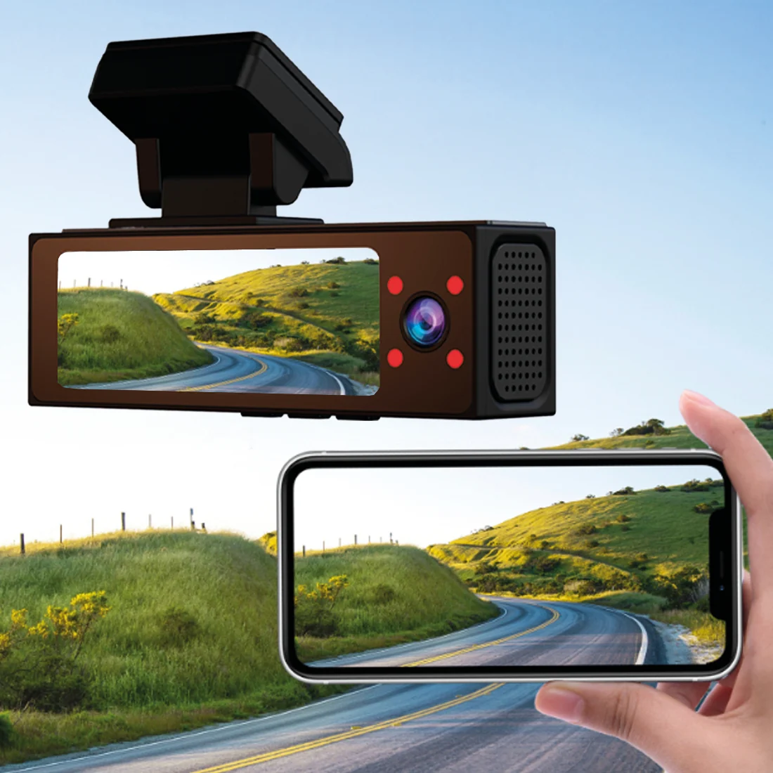 Lenovo Hidden driving recorder Q7  7302  S: 3.2 inches  the front  2k+1080p+1080p
