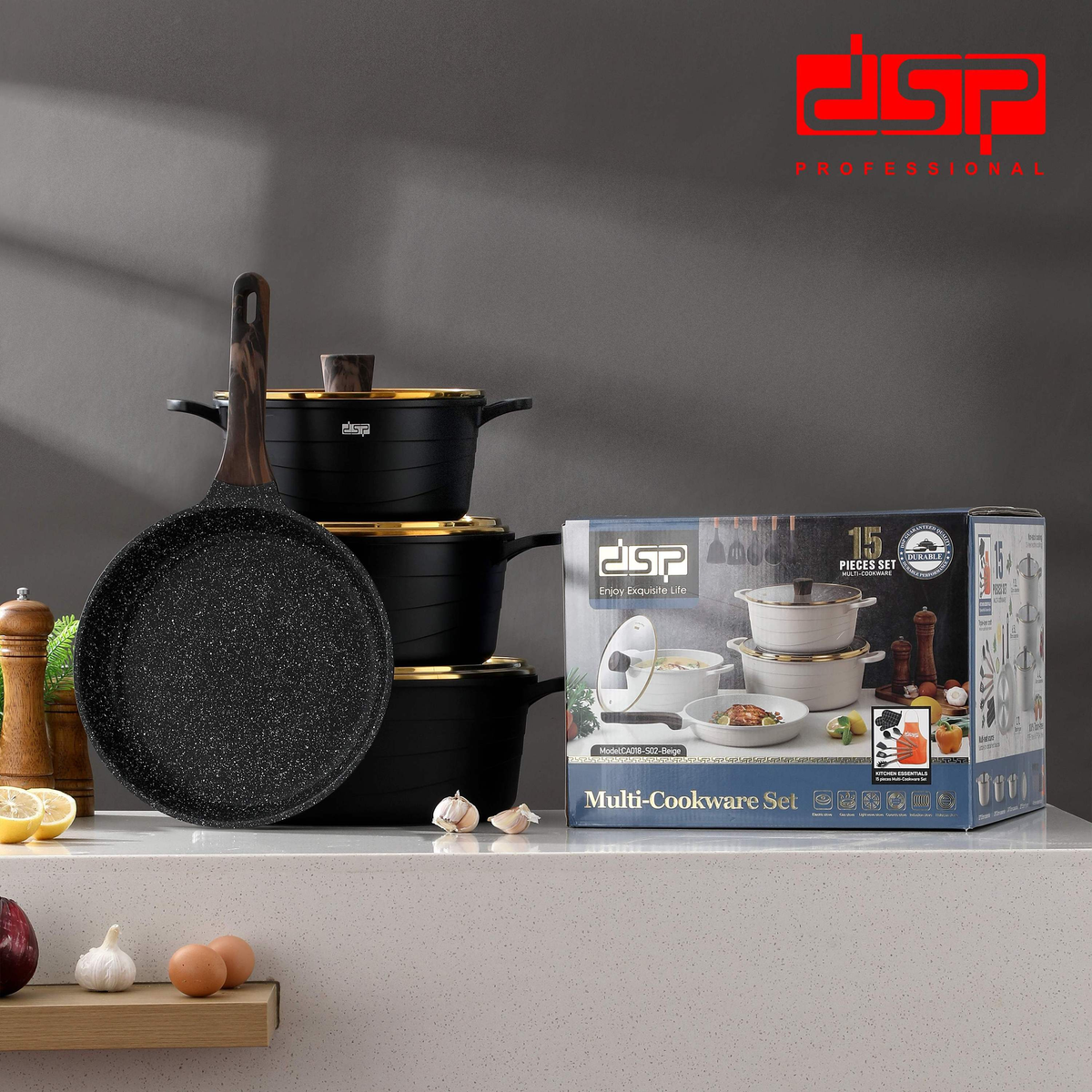 DSP Professional Cookware Set Household Cooking Pot Casserole Soup Pot 15-piece Combination CA018-S02