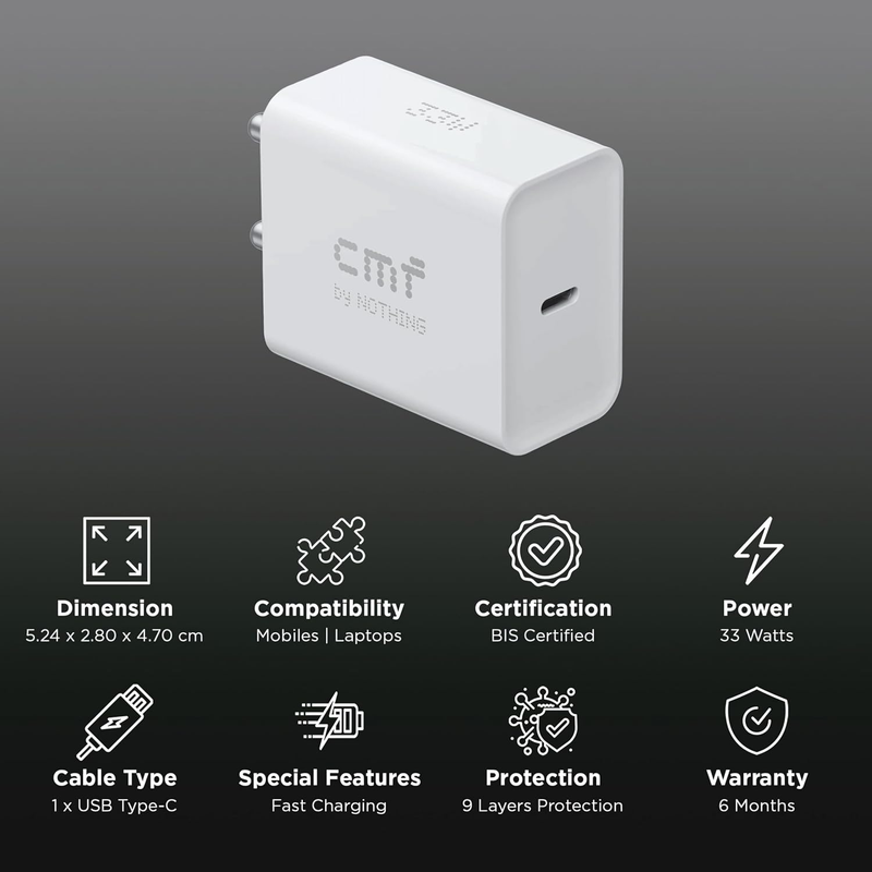 CMF BY NOTHING 33W TYPE-C POWER RAPID FAST CHARGER ADAPTER FOR CMF PHONE C383