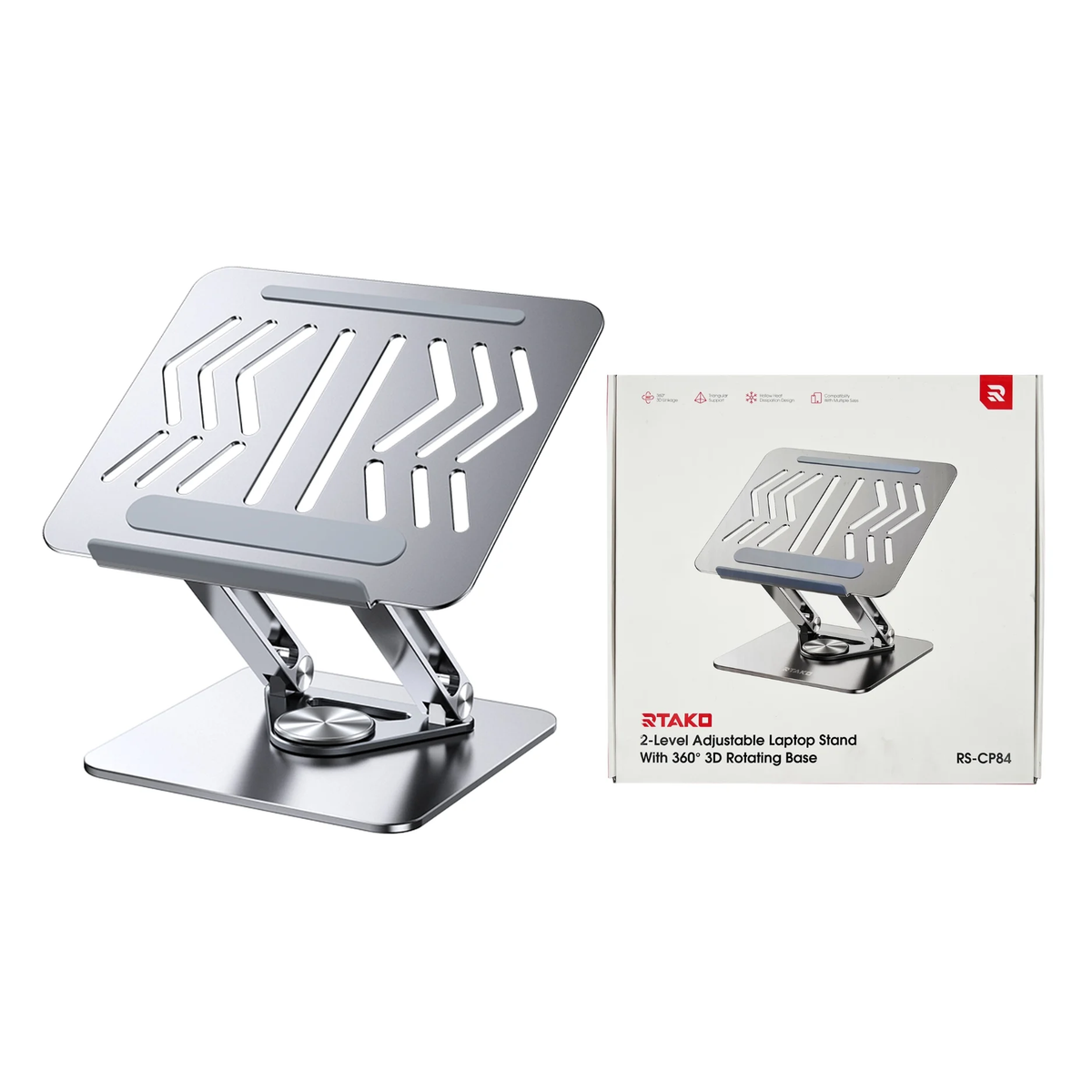 RTAKO 2-LEVEL ADJUSTABLE LAPTOB STAND WITH 360° 3D ROTATING BASE RS-CP84