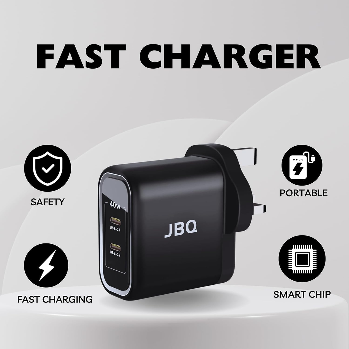 JBQ 40WTYPE-C/PD/ DUAL PORT WALL CHARGER,