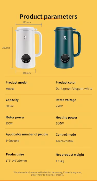 ZOLELE MB601 Multi-Funtional Juice Blender & Electric Kettle