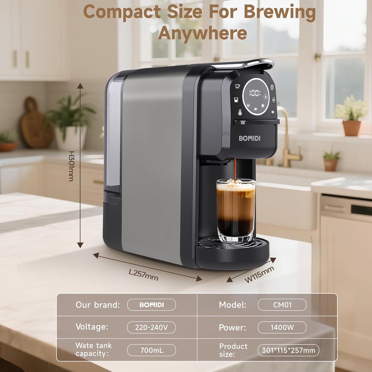 BOMIDI 3in 1 Capsule Coffee Machine CM01 UK