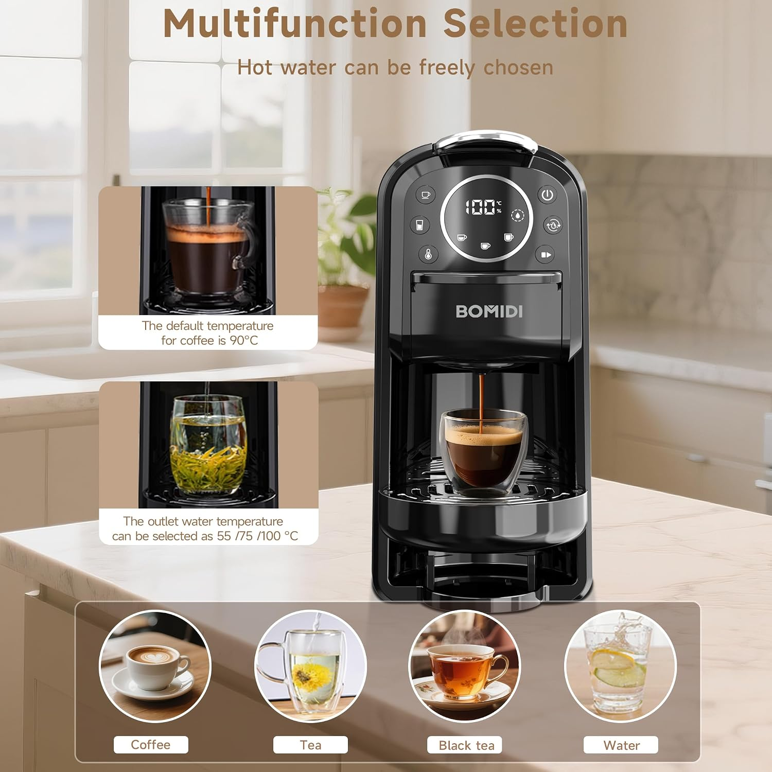 BOMIDI 3in 1 Capsule Coffee Machine CM01 UK