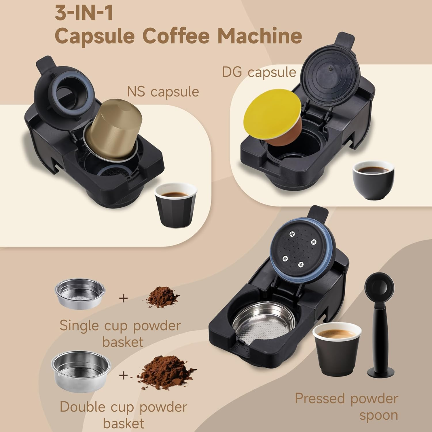BOMIDI 3in 1 Capsule Coffee Machine CM01 UK