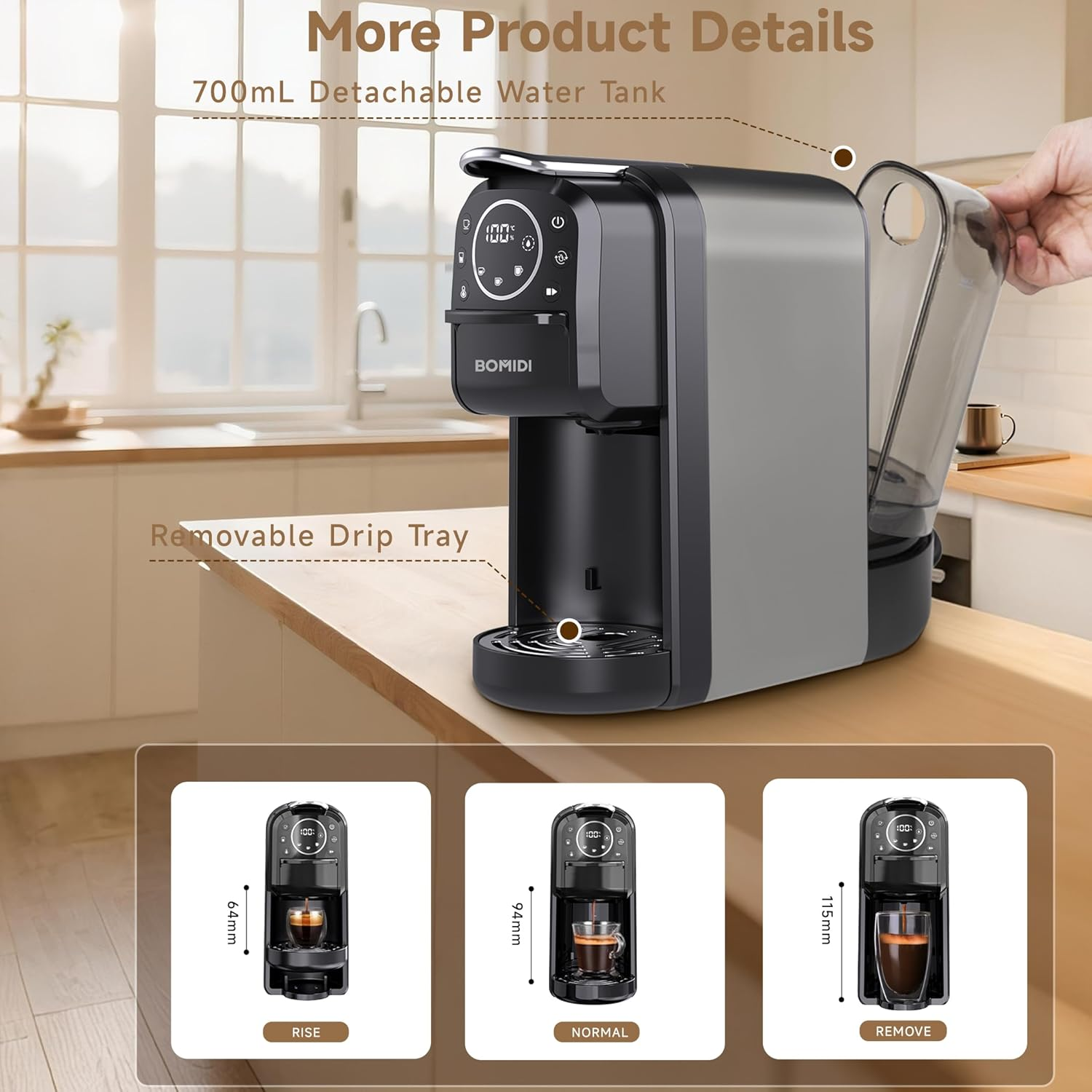 BOMIDI 3in 1 Capsule Coffee Machine CM01 UK