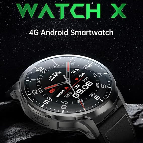 ساعة Black Shark Watch X الذكية بنظام Android وشاشة منحنية 1.9 بوصة ودعم 4G – أسود