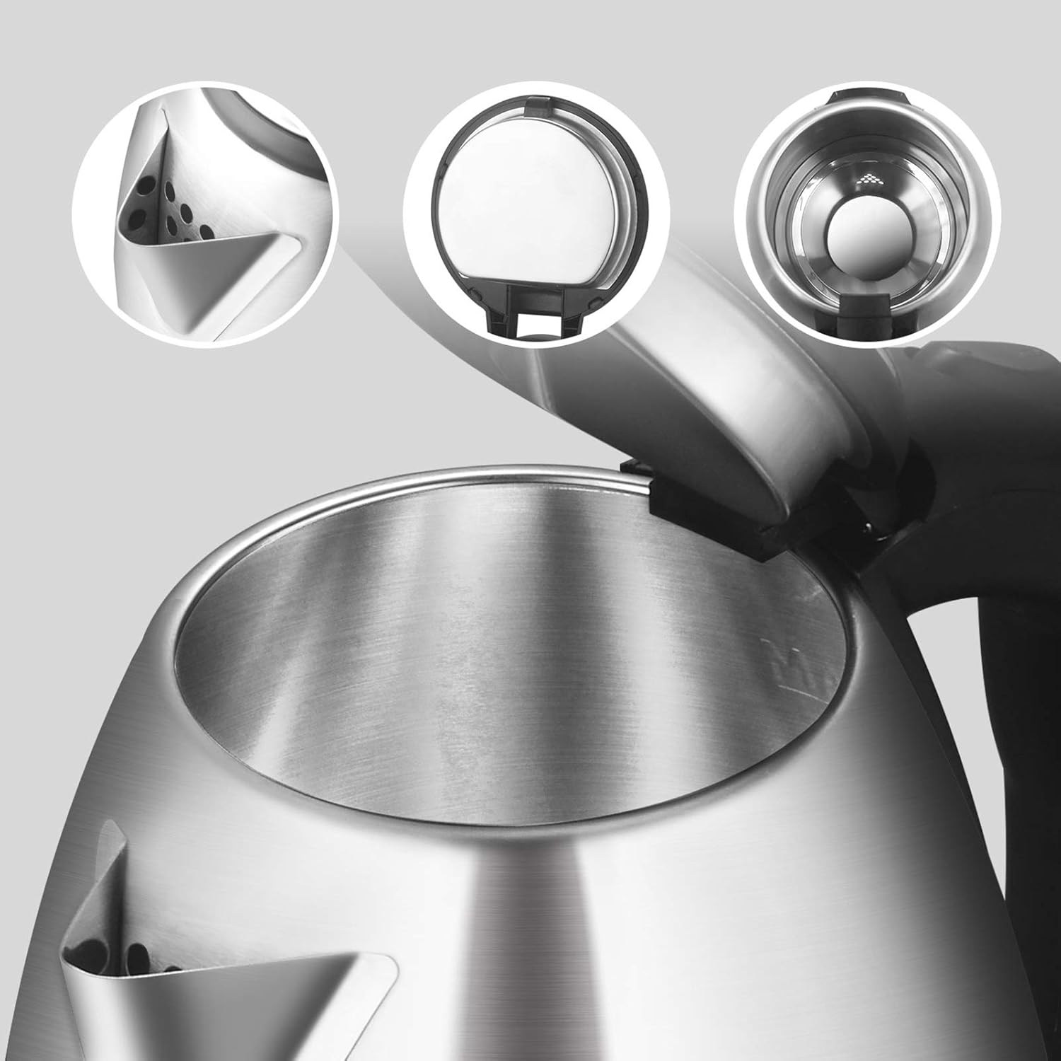 RA Store Stainless Steel Electric Kettle 2.0L Fast Boiling BPA-Free – Silver & Black