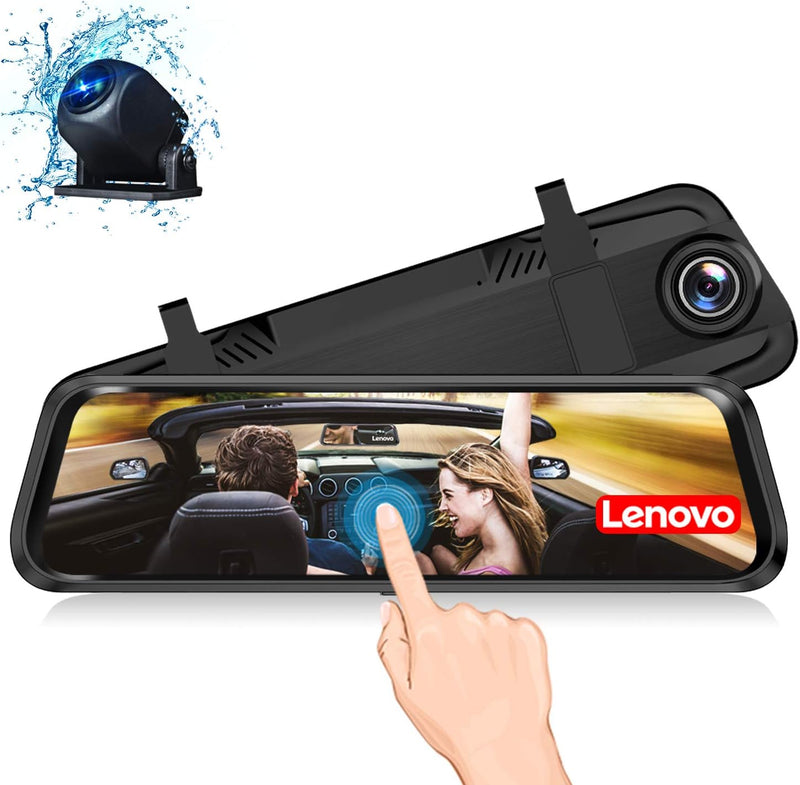 لينوفو Lenovo مرآة سيارة مع كاميرا تسجيل – Dash Cam WiFi، تصوير HD، شاشة لمس-1