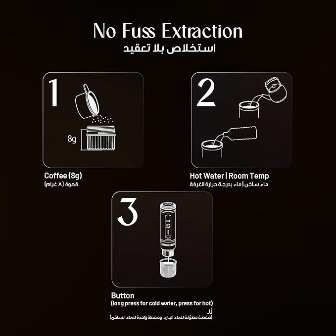 2-in-1 Portable Espresso Maker with Self-Heating 20 Bar