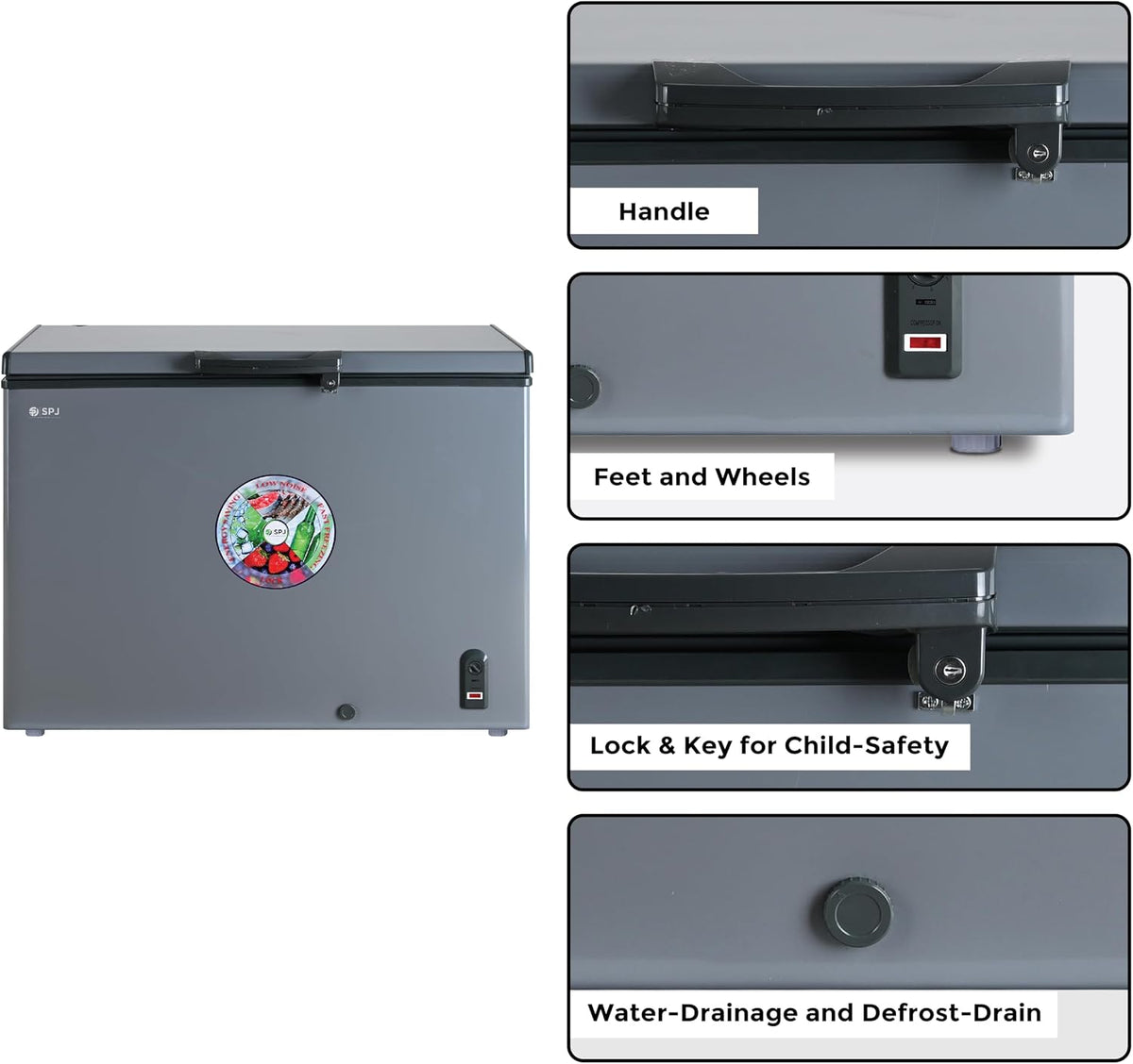 Spj 300l Chest Freezer Single Door Quick Freeze Fast Cooling Energy Efficient Spj-Posh-Slw395c-1