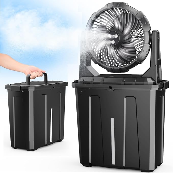 Rechargeable Misting Fan with LED Light – Portable Foldable Fan