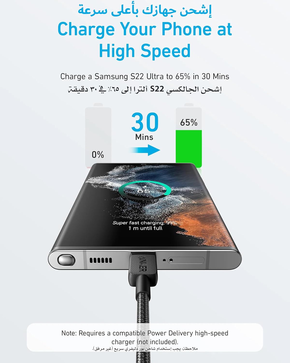 Anker 322 USB-C to LTG Braided 3ft A81B5H11