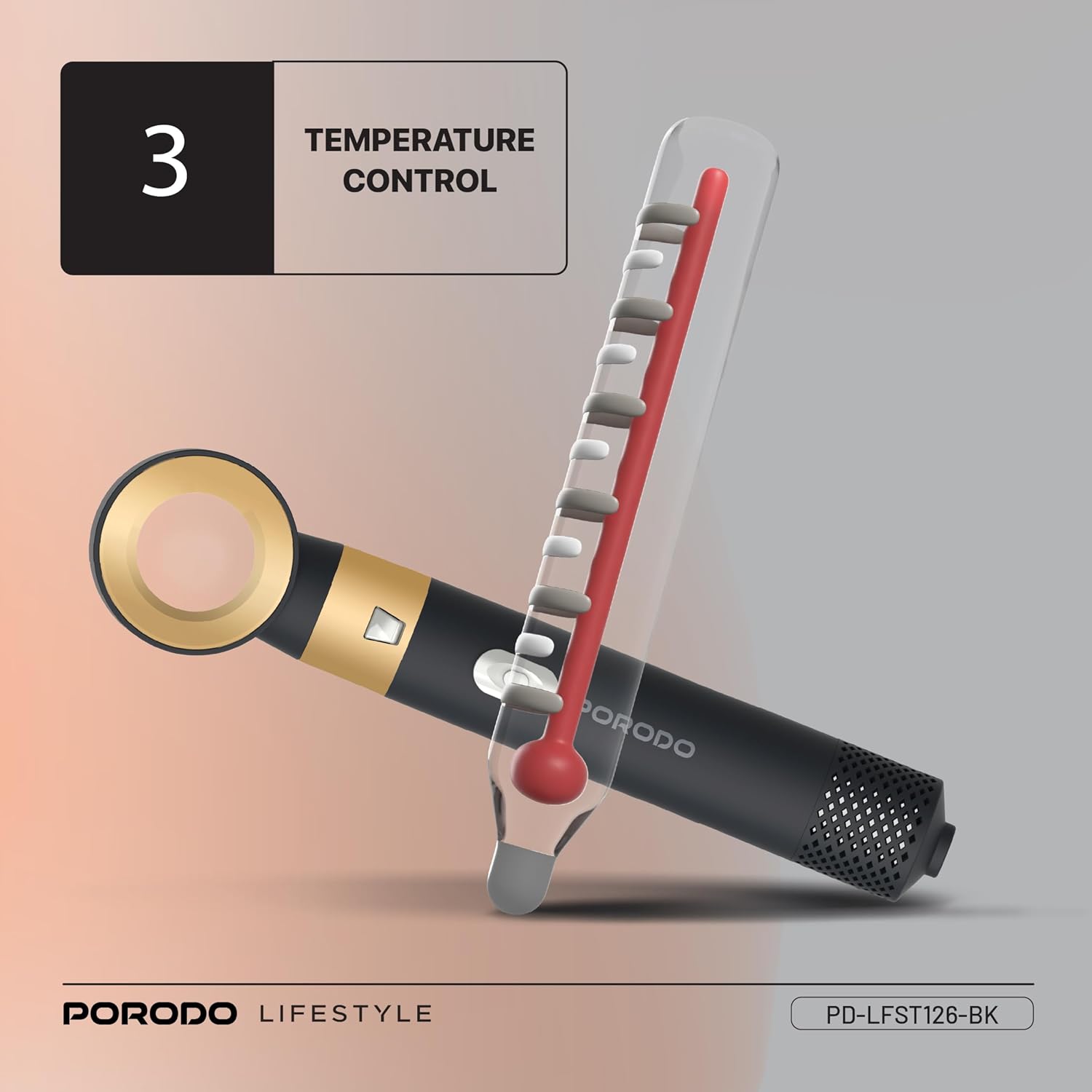 مصفف شعر هواء ساخن 5 في 1 بقدرة 600W مع سلك دوّار 360° – بورودو Porodo Lifestyle