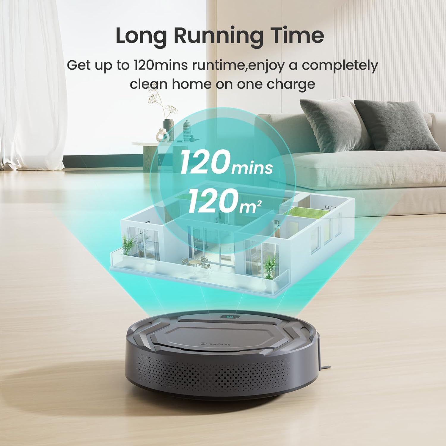 مكنسة روبوت Lefant M210P مع جهاز تحكم عن بعد، تحكم صوتي عبر Alexa، وشحن ذاتي