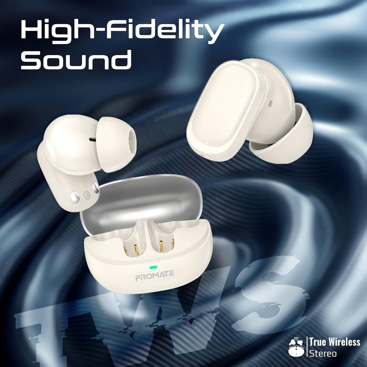 PROMATE Lush-Pro.White High Fidelity TWS BT V5.4 Earbuds with Intellitouch-29
