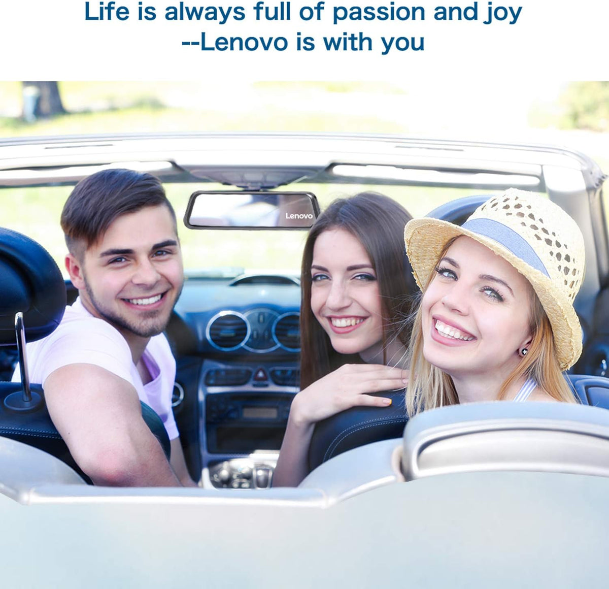 لينوفو Lenovo مرآة سيارة مع كاميرا تسجيل – Dash Cam WiFi، تصوير HD، شاشة لمس-4