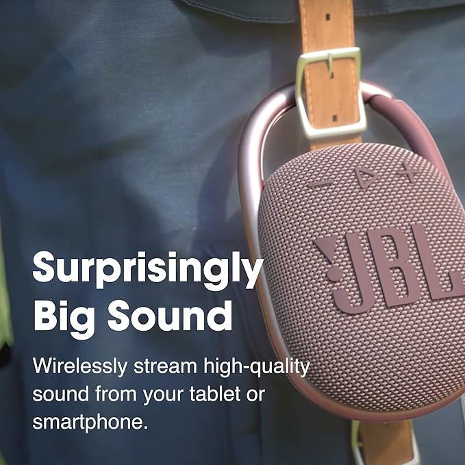 JBL Clip 4 Portable Bluetooth Speaker with Integrated Carabiner 10H Playtime – Multiple Colors