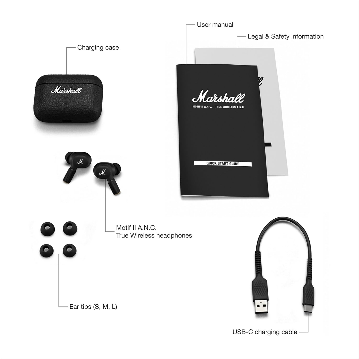 Marshall Motif II True Wireless Active Noise Cancelling Bluetooth Earbuds
