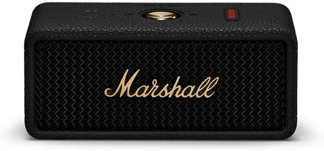 Marshall Emberton III Portable Bluetooth Speaker - Black and Brass 32+ HOUES