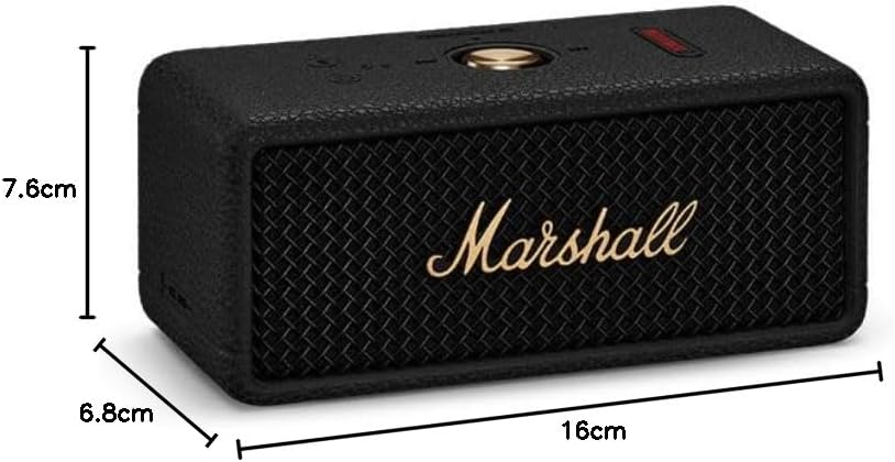 Marshall Emberton III Portable Bluetooth Speaker - Black and Brass 32+ HOUES