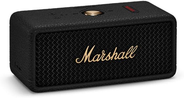 Marshall Emberton III Portable Bluetooth Speaker - Black and Brass 32+ HOUES