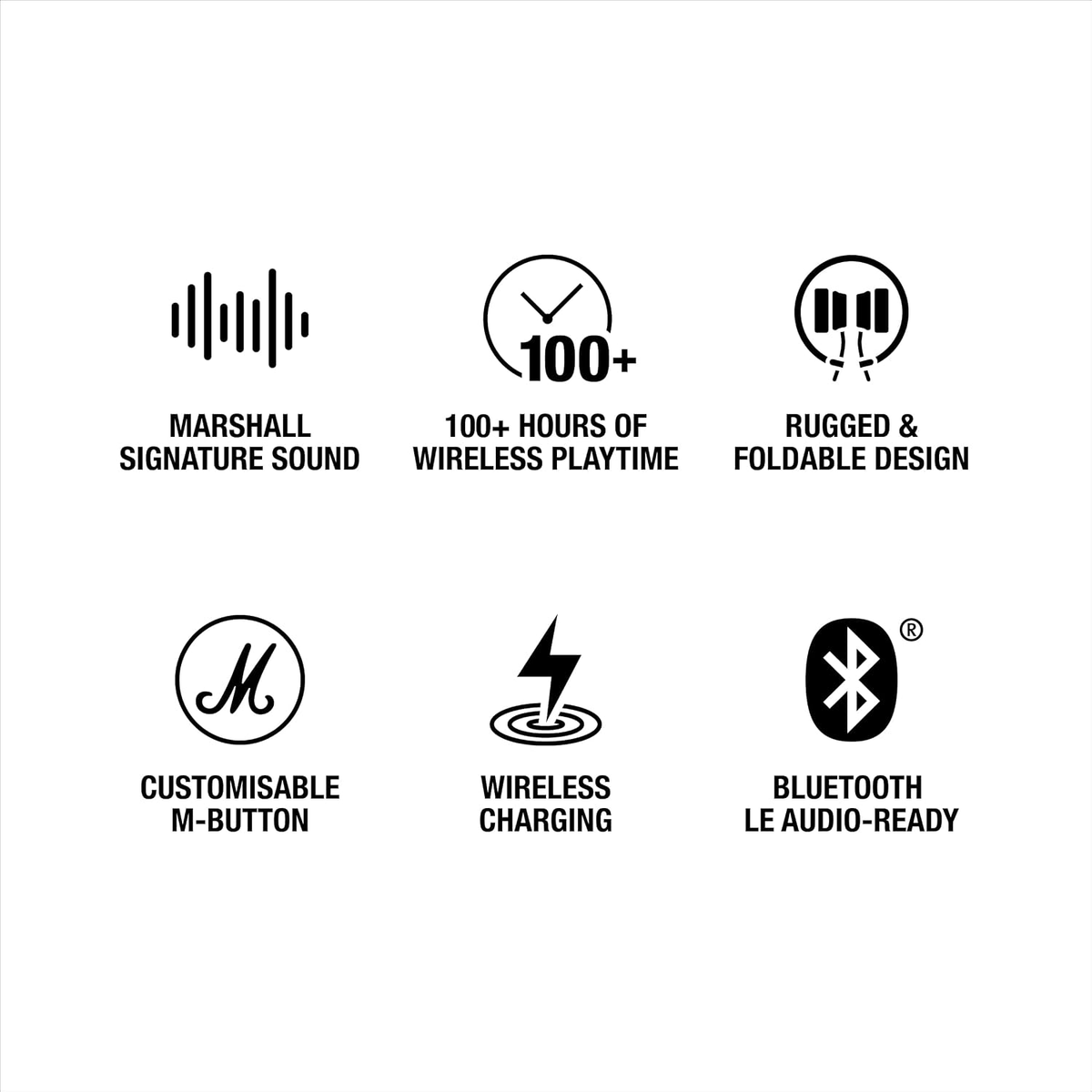 Marshall Major Wireless Headphones Bluetooth 100+ HOURS