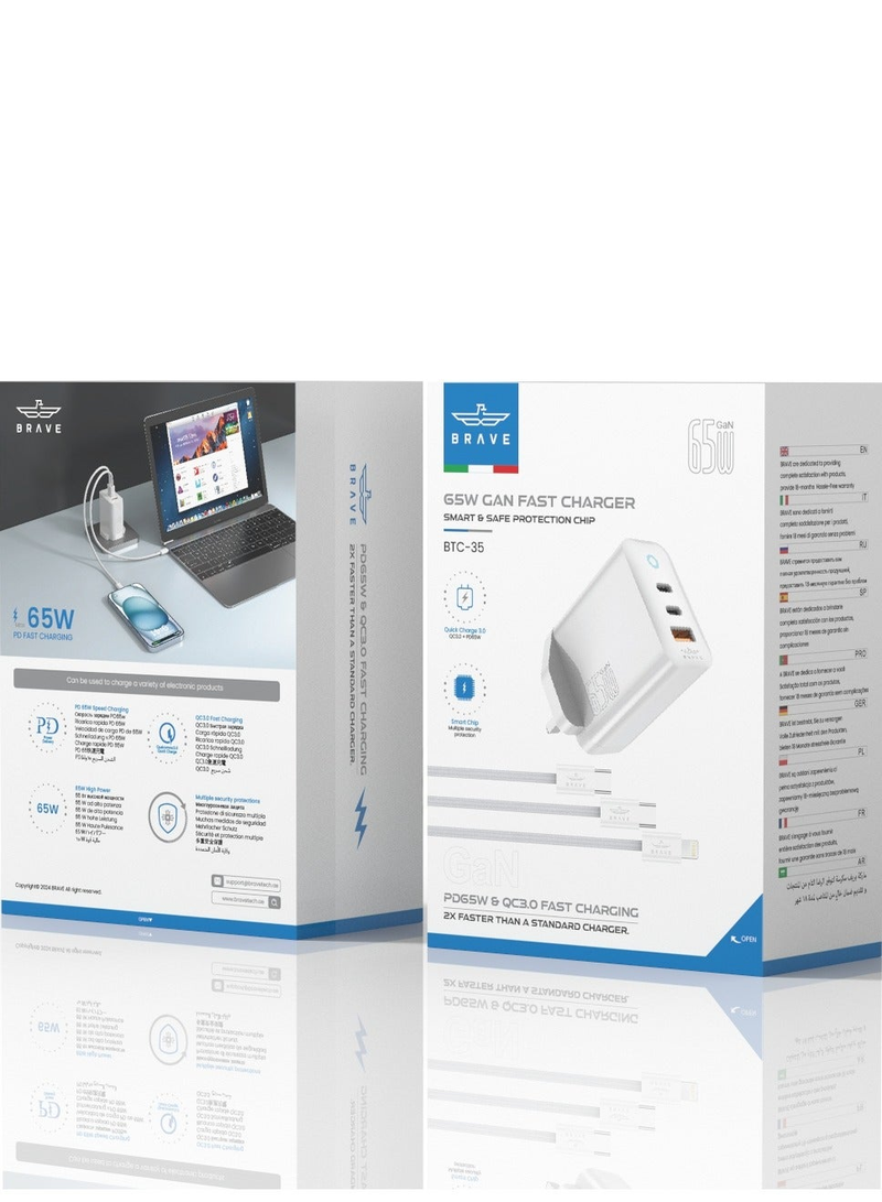 BTC-35 Brave 65W GAN FAST CHARGER WITH CABLE