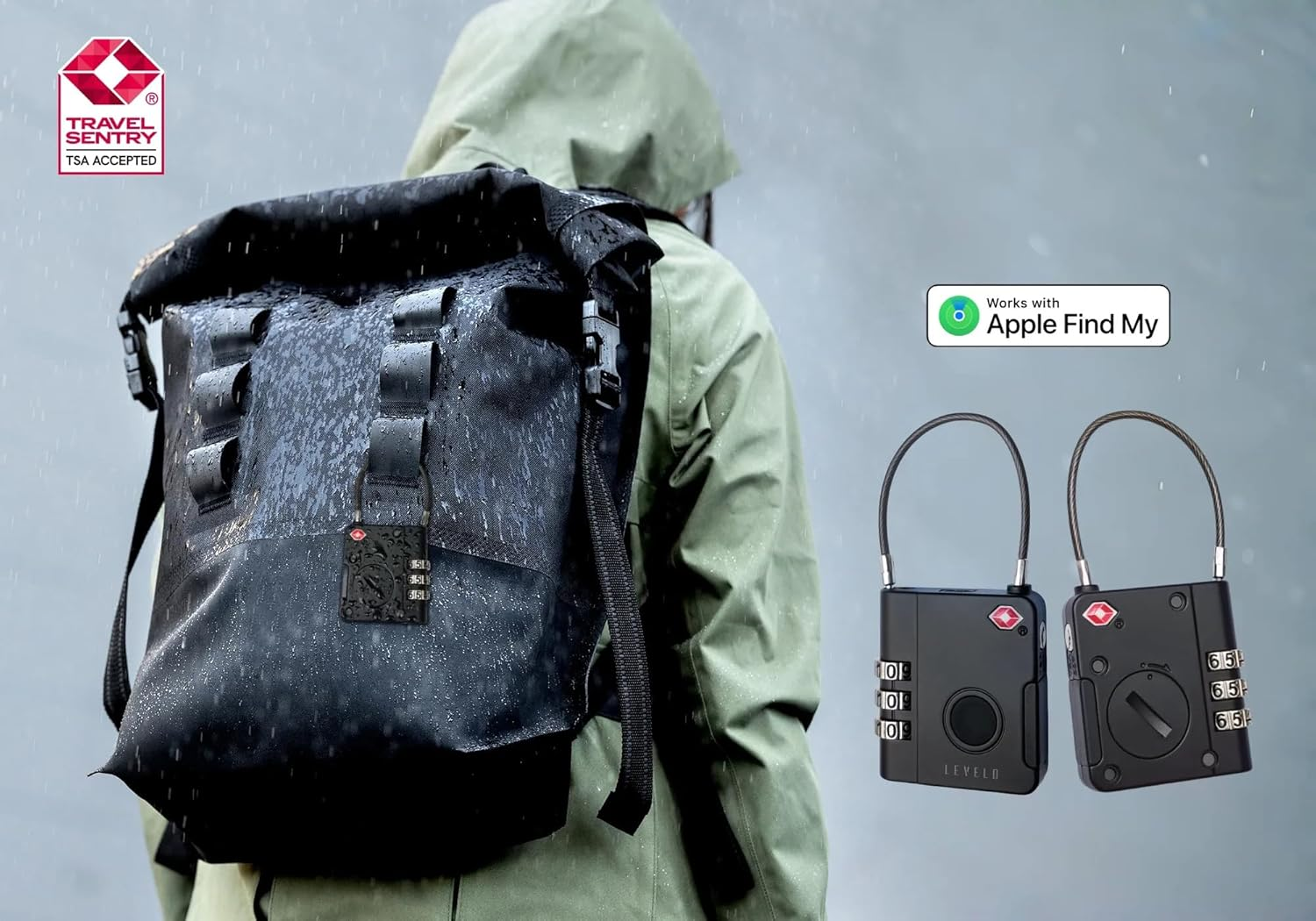 Levelo TabiLock TSA Luggage Lock With Built-In Find My - Black