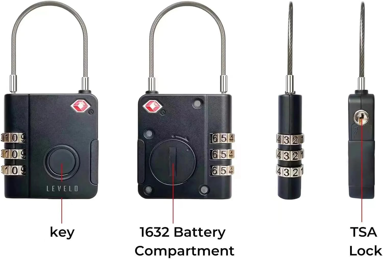 Levelo TabiLock TSA Luggage Lock With Built-In Find My - Black