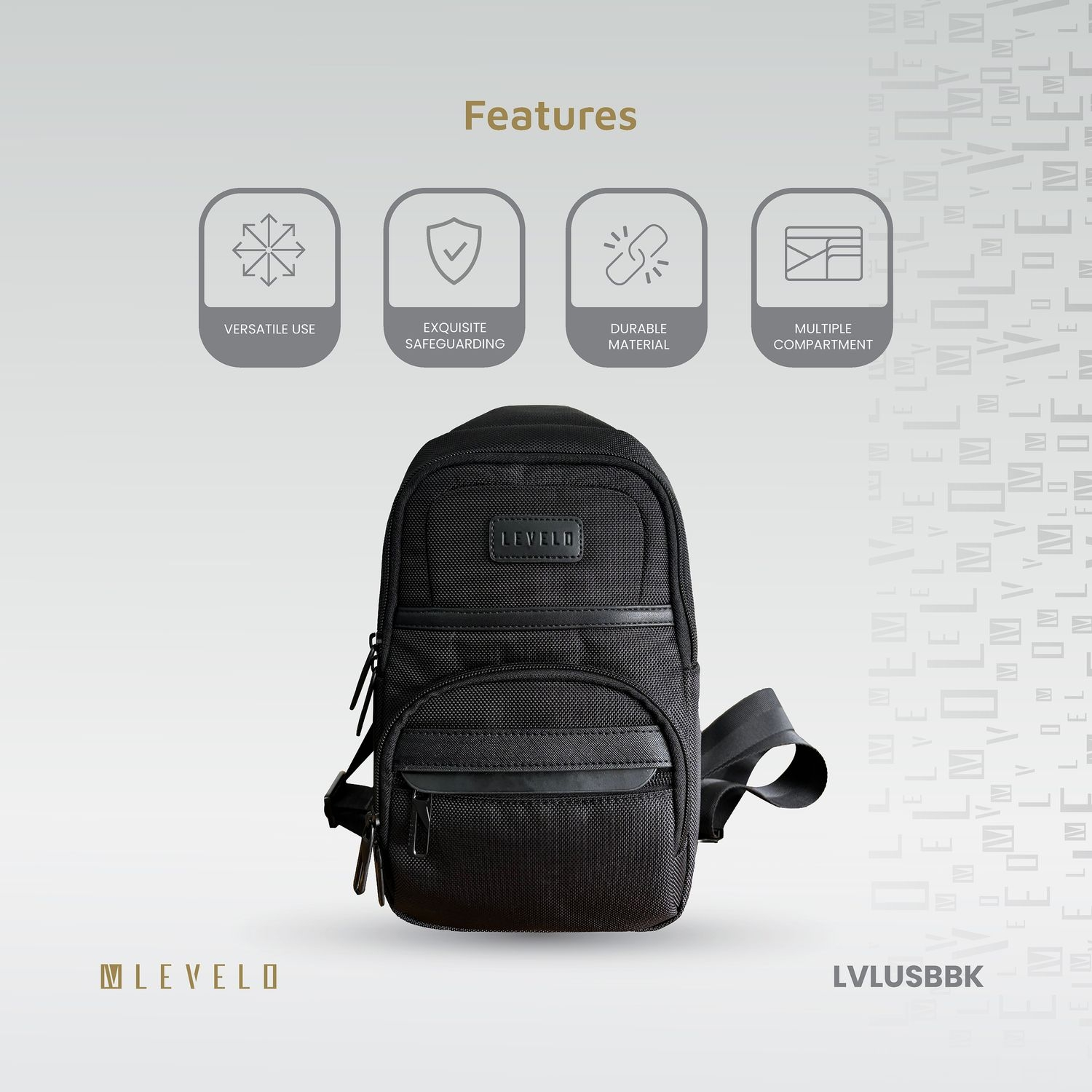 Levelo Urban Sling Bag - Black