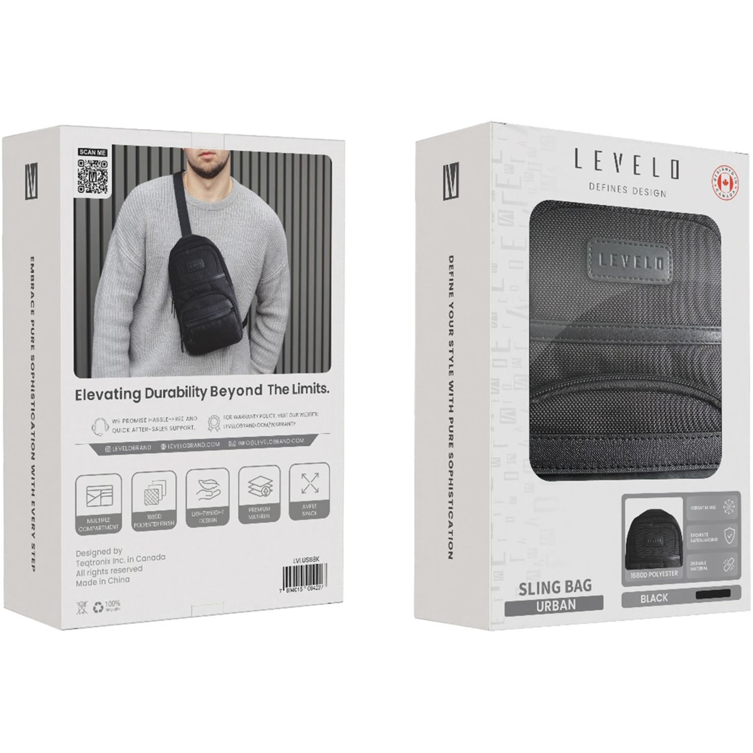 Levelo Urban Sling Bag - Black