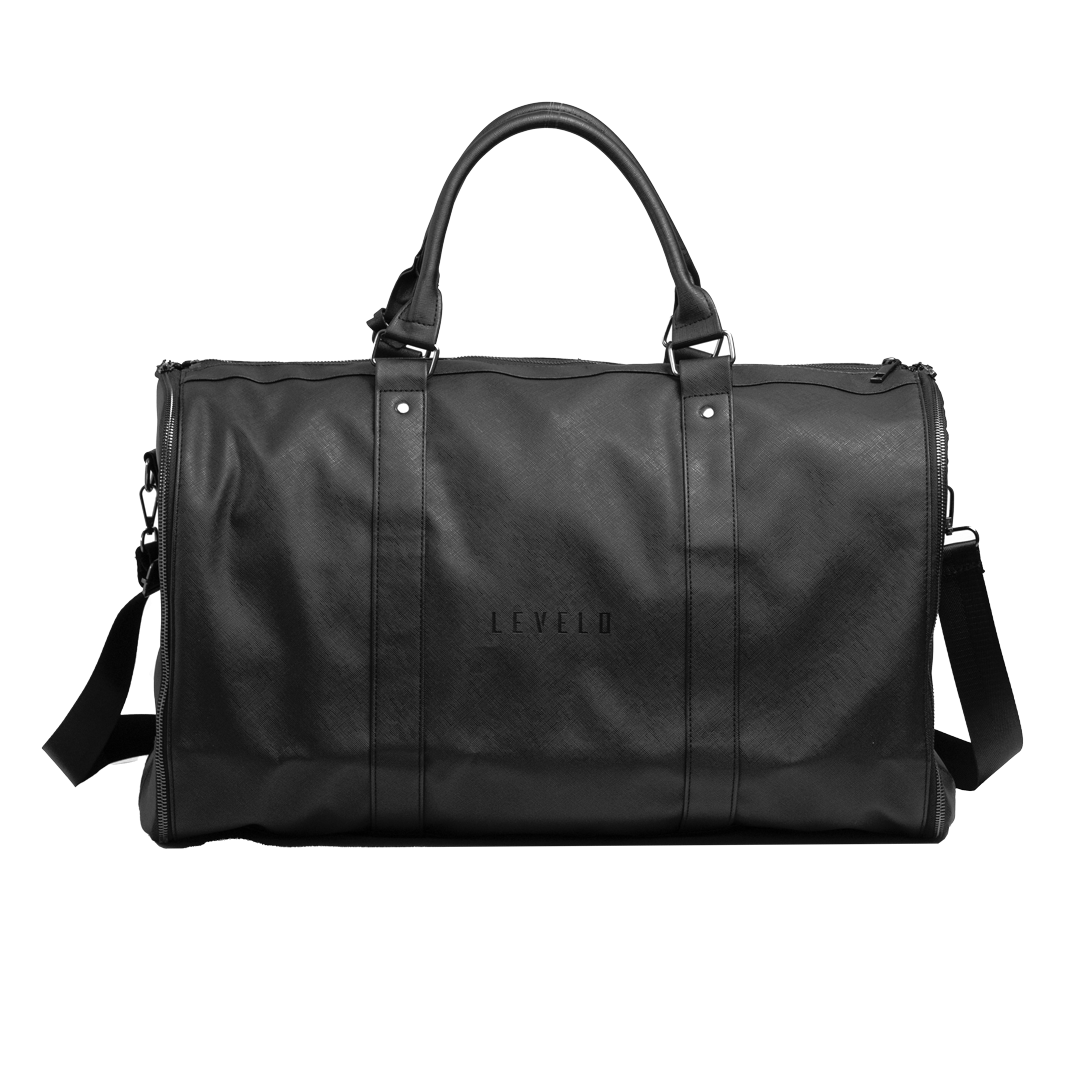 Levelo AllinStyle Saffiano Leather Travel Duffle Bag - Black  LVLASSLTDBBK