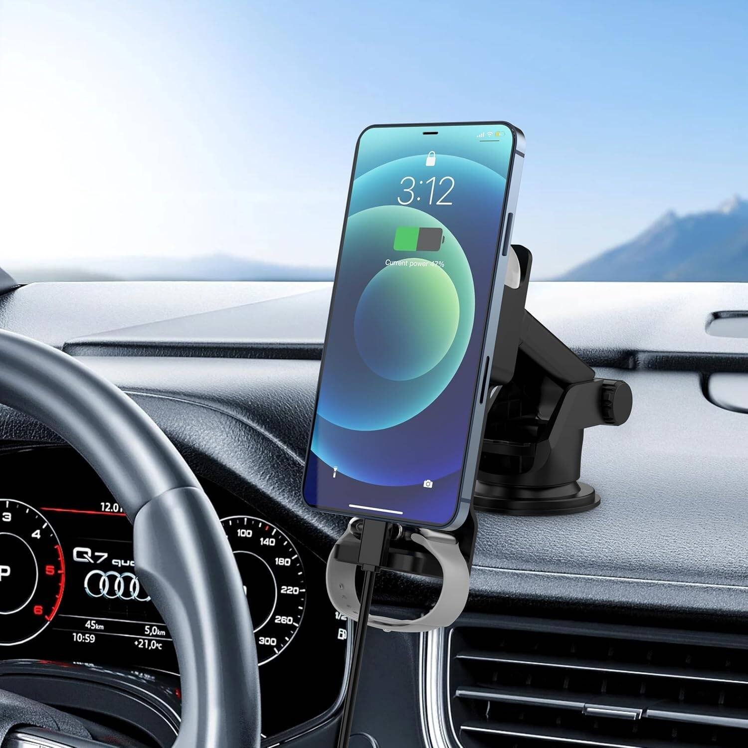 Levelo Aspen 3 in 1 Wireless Car Charger - Black