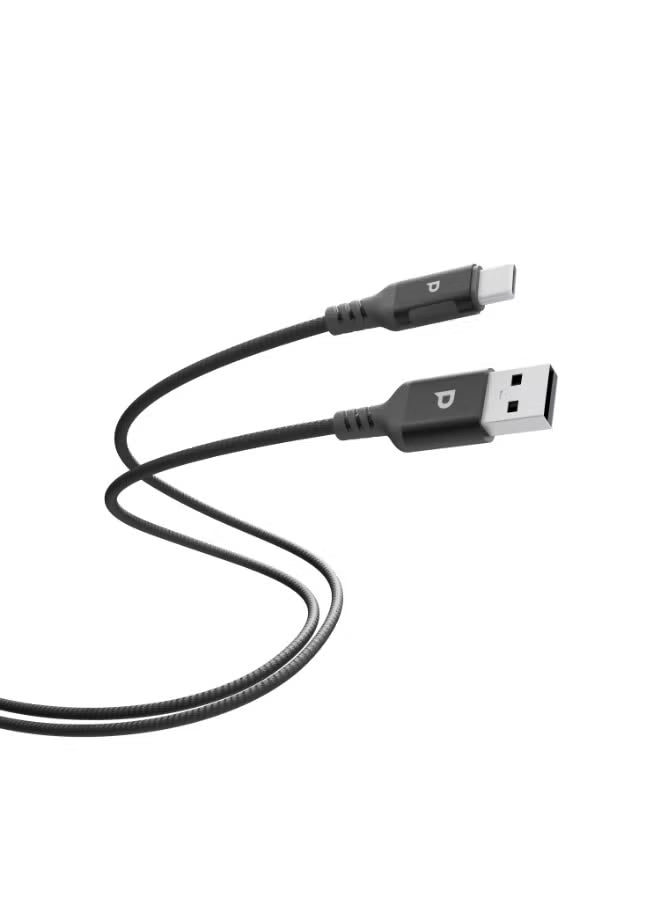 Powerology USB-A to USB-C Metal Plug Nylon Braided Cable 2 Meter