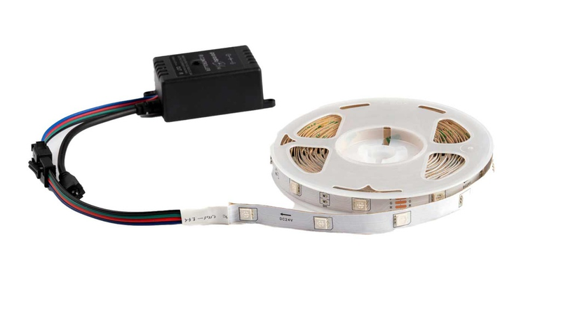 Porodo Blue RGB Light Strip 16.4 Ft Sound Reactive RGB Strip Light with 44 Key Remote