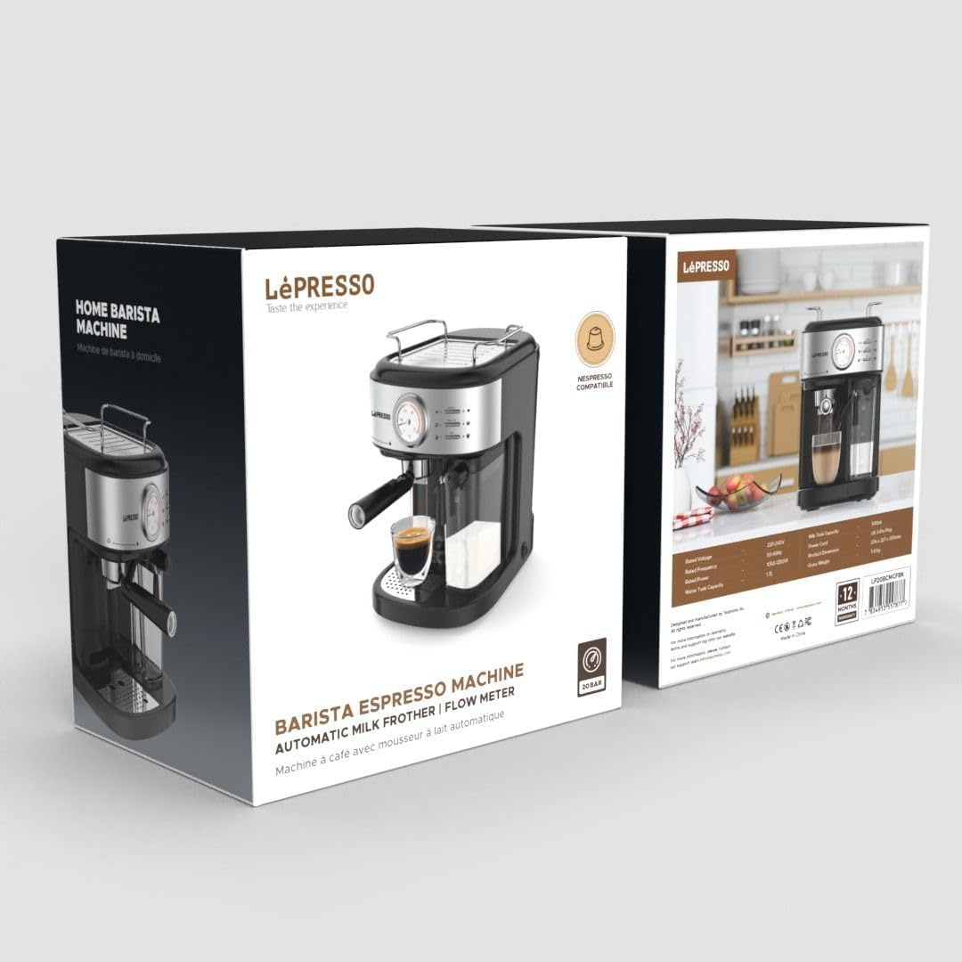 LePresso Coffee Machine 20 Bar Powerful Pressure Pump With Capsule Filter and Funnel - Black