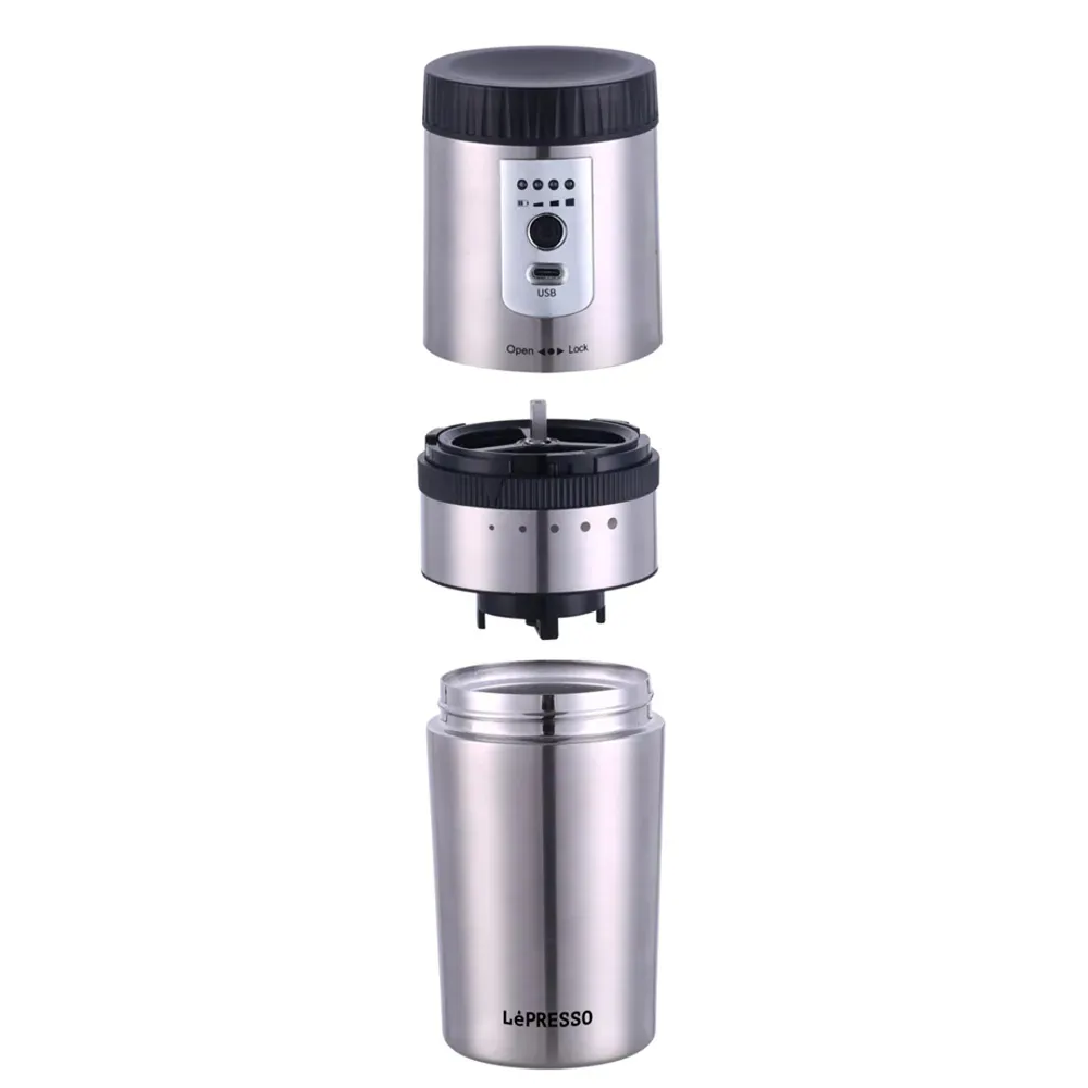 Lepresso Portable Mini Grinding and Coffee Maker With Stainless Steel Mug