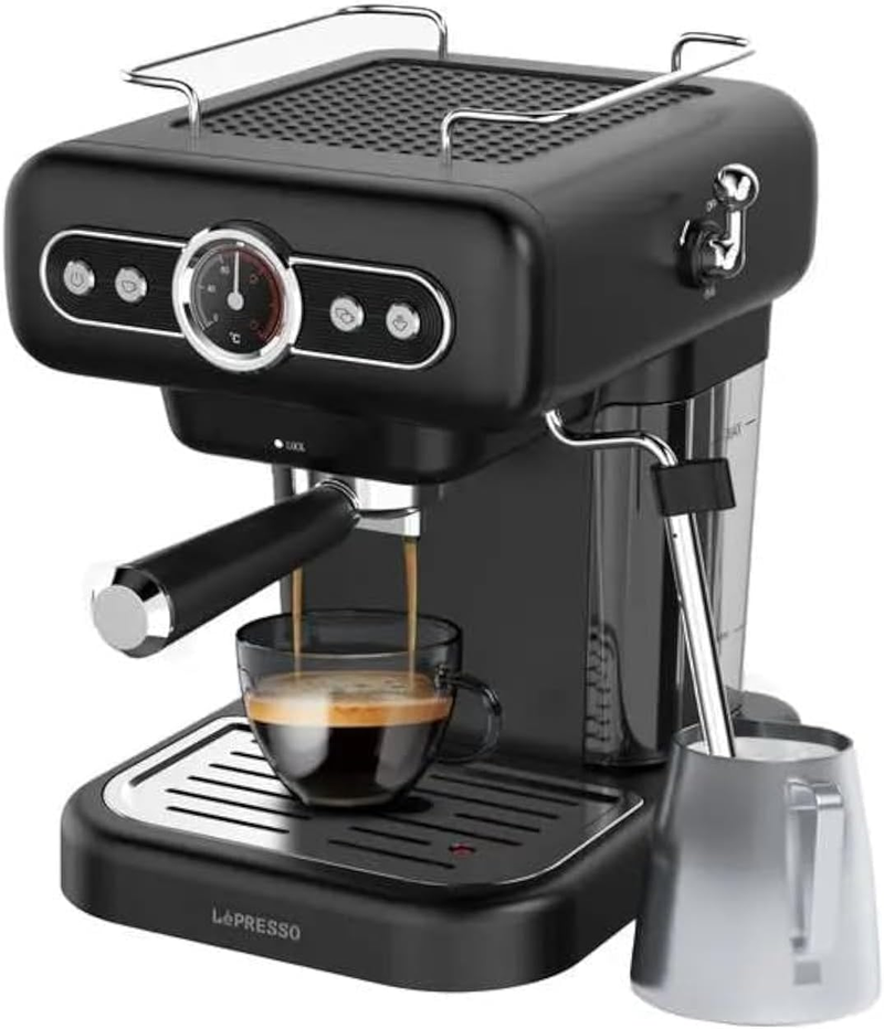 LePresso Retro Coffee Machine with 15 bar ULKA pumb 1.2L - Black